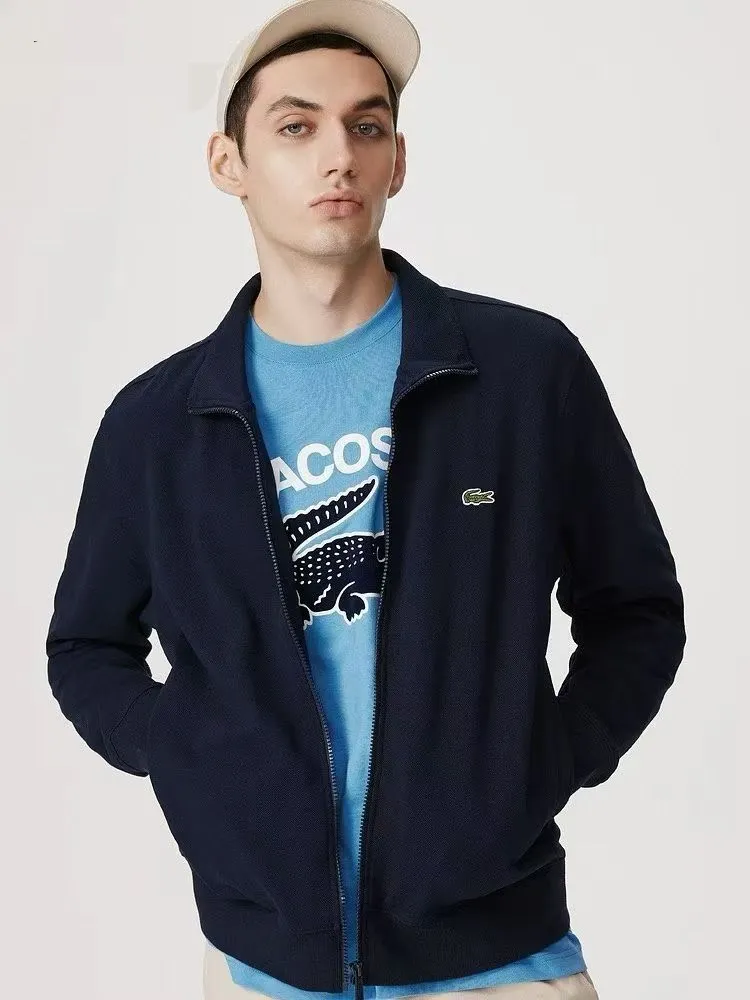 P220 800# crocodile zipper stand collar sweatshirt jacket Color: black gray royal blue Size: M-XXL Fabric: 350g cotton terry